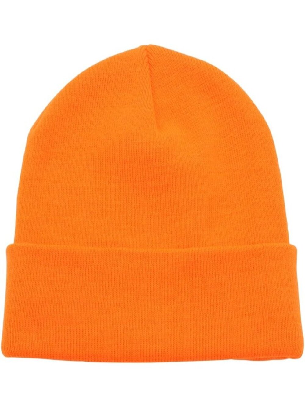 Unisex Neon Orange Cuffed Plain Skull Knit Beanie Hat For Imported Winter Cap